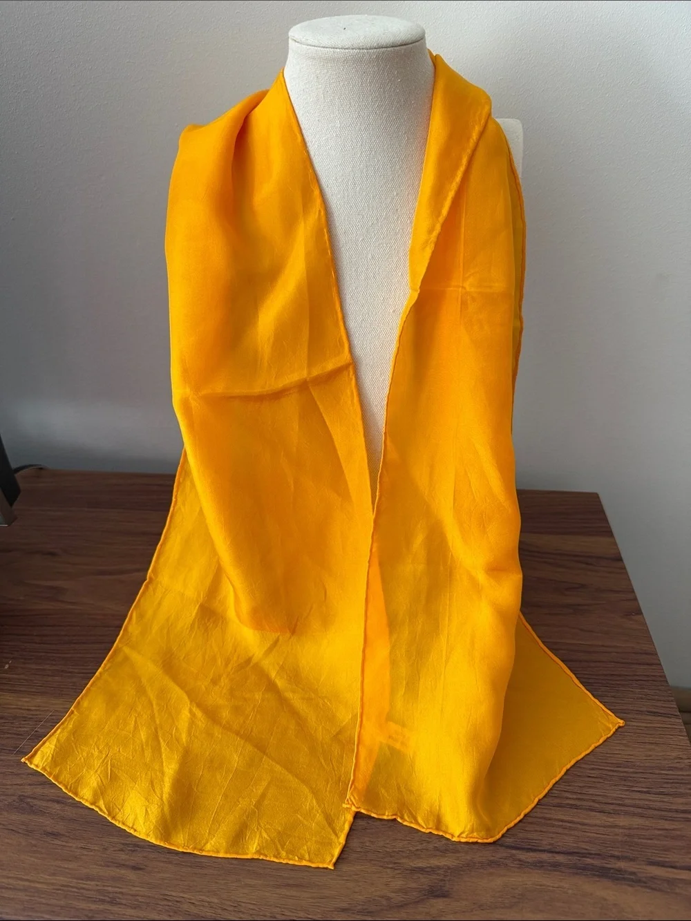 Silk Oblong Scarf in Bright Yellow.